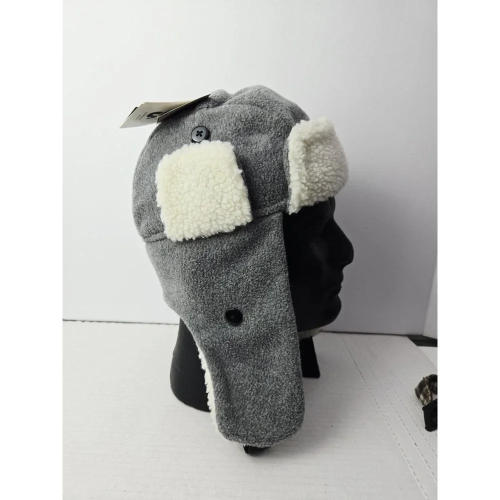 Winter Hat Kids Broner NWT fur trapper gray size 6-10 years fleece